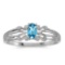 Certified 10k White Gold Oval Blue Topaz Ring