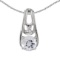 Certified 14k White Gold Round White Topaz And Diamond Pendant