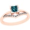 0.55 Ctw I2/I3 Treated Fancy Blue And White Diamond Platinum 14K Rose Gold Plated Ring