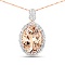 6.36 Carat Genuine Morganite and White Diamond 14K Rose Gold Pendant