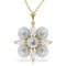 6.3 CTW 14K Solid Gold Necklace White Topaz pearl