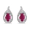 Certified 14k White Gold Oval Ruby And Diamond Earrings 0.74 CTW