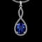 5.71 Ctw VS/SI1 Tanzanite And Diamond 10K White Gold Vintage Style Pendant