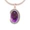 Certified 8.83 Ctw I2/I3 Amethyst And Diamond 14K Rose Gold Pendant