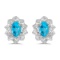 Certified 10k White Gold Oval Blue Topaz And Diamond Earrings 0.39 CTW