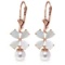 6 Carat 14K Solid Rose Gold Leverback Earrings Opal pearl