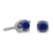 Certified 3 mm Petite Round Sapphire Stud Earrings in 14k White Gold 0.18 CTW
