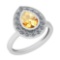 1.77 Ctw Citrine And Diamond I2/I3 10K White Gold Vintage Style Ring