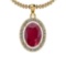 2.86 Ctw Ruby And Diamond SI2/I1 14K Yellow Gold Pendant