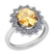 3.28 Ctw Citrine And Diamond I2/I3 10K White Gold Vintage Style Ring