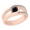 0.45 Ctw Treated Fancy Black And White Diamond I1/I2 14K Rose Gold Vintage Ring