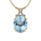 27.85 Ctw I2/I3 Blue Topaz And Diamond 14K Yellow Gold Necklace