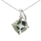 Certified 14K White Gold Green Amethyst and Diamond Pendant