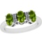 1.19 Ctw Peridot And Diamond I2/I3 14K White Gold three Stone Ring