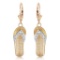 0.04 Carat 14K Solid Gold Shoes Leverback Earrings Diamond