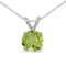 Certified 14k White Gold 6mm Round Peridot Stud Pendant (1.00 ct)