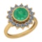 2.87 Ctw VS/SI1 Emerald And Diamond 14K Yellow Gold Vintage Style Ring