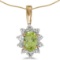 Certified 10k Yellow Gold Oval Peridot And Diamond Pendant