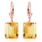14K Solid Rose Gold Leverback Earrings with Citrines