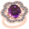 8.86 Ctw VS/SI1 Amethyst And Diamond 14k Rose Gold Victorian Style Ring