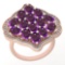 5.26 Ctw I2/I3 Amethyst And Diamond 10K Rose Gold Vintage Style Ring