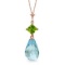 14K Solid Rose Gold Necklace with Peridot & Blue Topaz