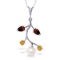 2.7 CTW 14K Solid White Gold Necklace Garnet, Citrine pearl