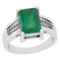 2.46 Ctw VS/SI1 Emerald And Diamond 14K White Gold Vintage Style Ring