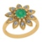 0.74 Ctw Emerald And Diamond I2/I3 14K Yellow Gold Vintage Style Ring