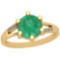 1.88 Ctw Emerald And Diamond I2/I3 14K Yellow Gold Vintage Style Ring