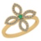 0.38 Ctw I2/I3 Emerald And Diamond 14K Yellow Gold Ring