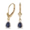 Certified 14k Yellow Gold Pear Sapphire And Diamond Leverback Earrings