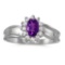 Certified 10k White Gold Oval Amethyst And Diamond Ring