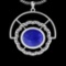 12.15 Ctw Tanzanite Bezel Set 10K White Gold Victorian Style Pendant