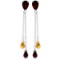 7.5 CTW 14K Solid White Gold Chandelier Earrings Garnet Citrine