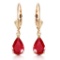 3.5 CTW 14K Solid Gold Leverback Earrings Ruby