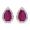 Certified 10k Yellow Gold Pear Ruby And Diamond Earrings 1.02 CTW