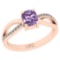 0.62 Ctw I2/I3 Amethyst And Diamond 10K Rose Gold Ring