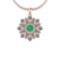 2.41 Ctw VS/SI1 Emerald And Diamond 14K Rose Gold Vintage Style Pendant