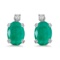 Certified 14k White Gold Oval Emerald And Diamond Earrings