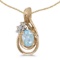 Certified 14k Yellow Gold Oval Aquamarine And Diamond Teardrop Pendant