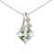 Certified 14K White Gold Green Amethyst and Diamond Pendant 1.51 CTW