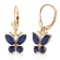 1.24 Carat 14K Solid Gold Butterfly Earrings Sapphire