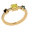 0.81 Ctw I2/I3 Treated Fancy Multi Diamond 14K Yellow Gold three Stone Ring