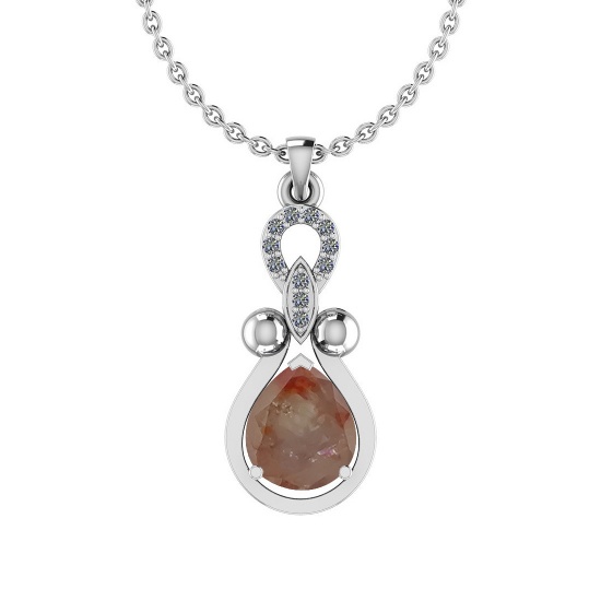 1.26 Ct Natural Brown Diamond I2/I3And White Diamond I2/I3 14k White Gold Pendant