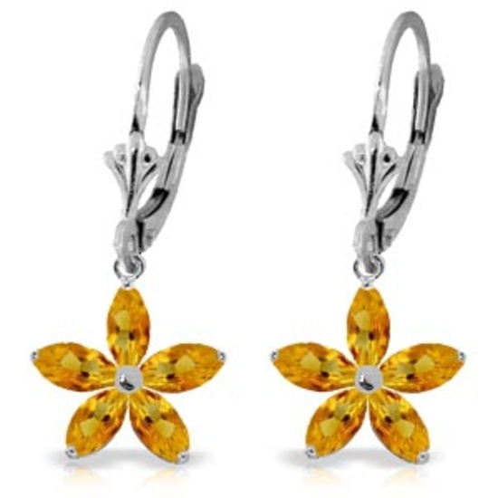 2.8 Carat 14K Solid White Gold Open The Way Citrine Earrings