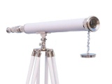 Hampton Collection Chrome with Leather Harbor Master Telescope 60in.