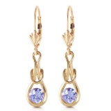 1.3 Carat 14K Solid Gold Leverback Earrings Natural Tanzanite