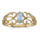 Certified 14k Yellow Gold Marquise Aquamarine Filagree Ring 0.16 CTW