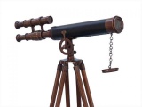 Floor Standing Antique Copper With Leather Griffith Astro Telescope 50in.